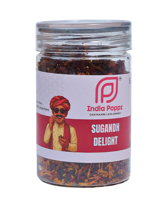 Sugandh Delight – Premium Cardamom & Silver Leaf Mukhwas in 100g Can by IndiaPoppz