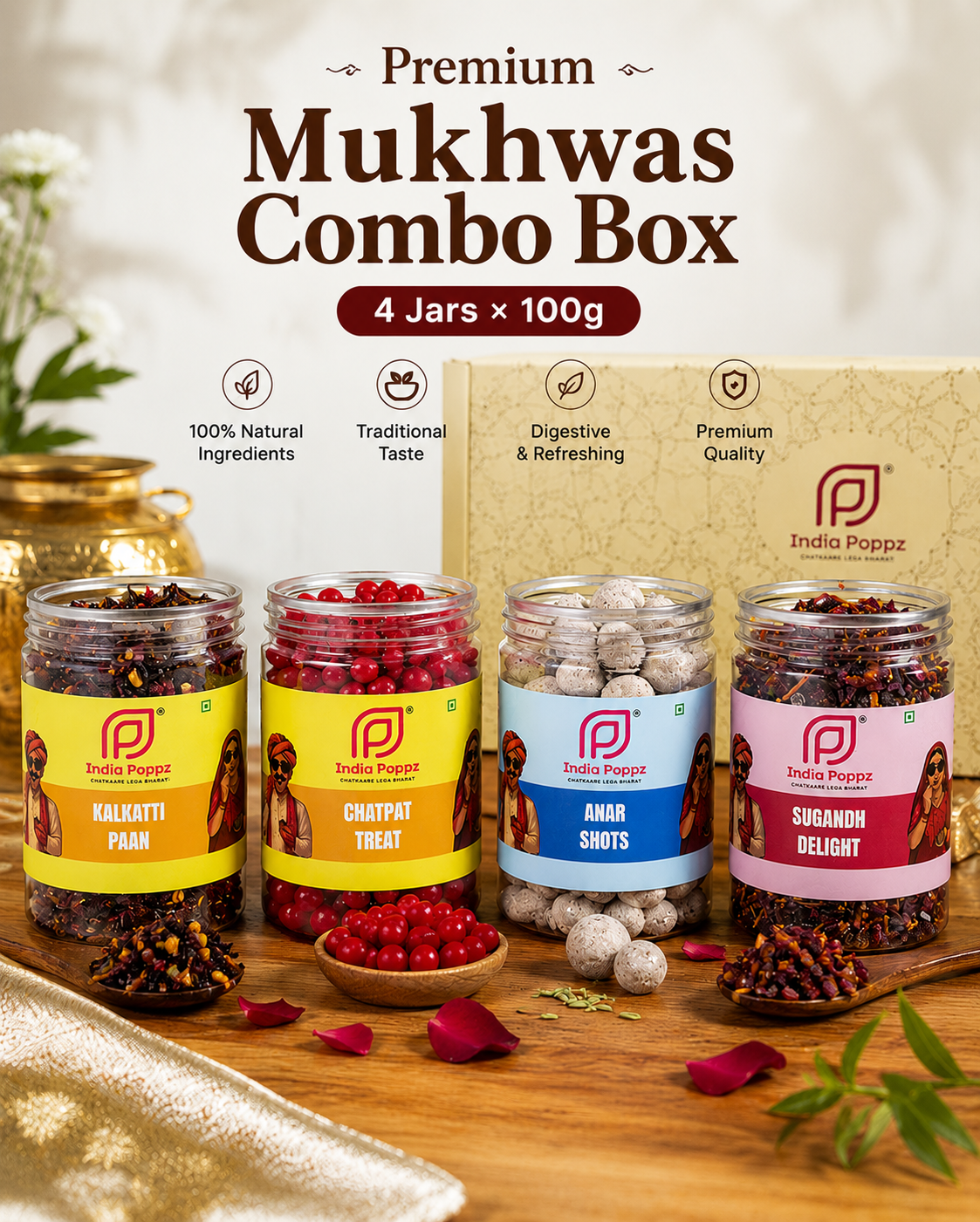 Premium Mukhwas Combo Box | 4 Jars × 100g
